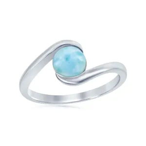 Classic Jewelry Sterling Silver Round Larimar in Swirl Design Ring, Size 9