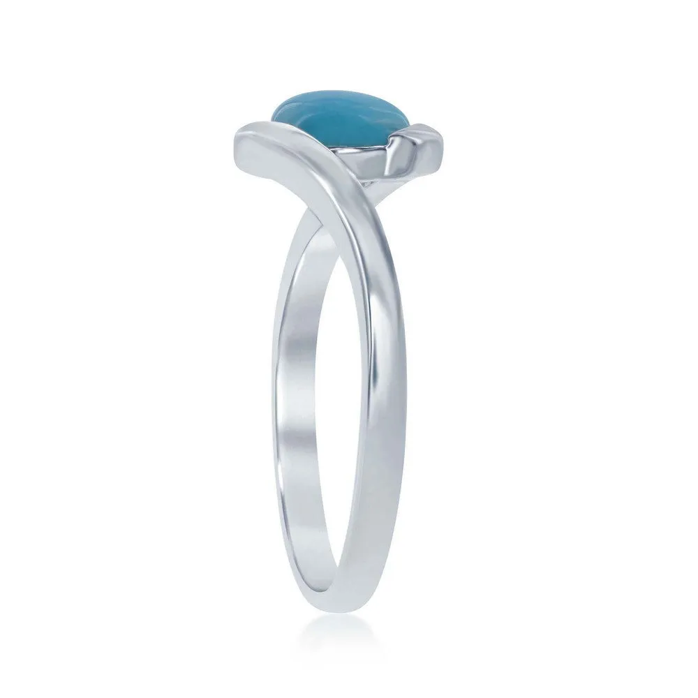 Classic Jewelry Sterling Silver Round Larimar in Swirl Design Ring, Size 9