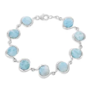 Classic Jewelry Sterling Silver Round Larimar Linked Bracelet, 7.5"