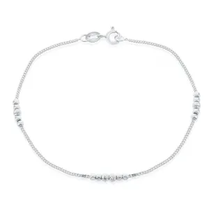 Classic Jewelry Sterling Silver Shiny and Diamond Cut Beads Bracelet, 7.5"