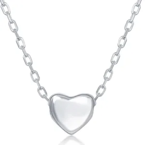 Classic Jewelry Sterling Silver Small Shiny Heart Design Necklace
