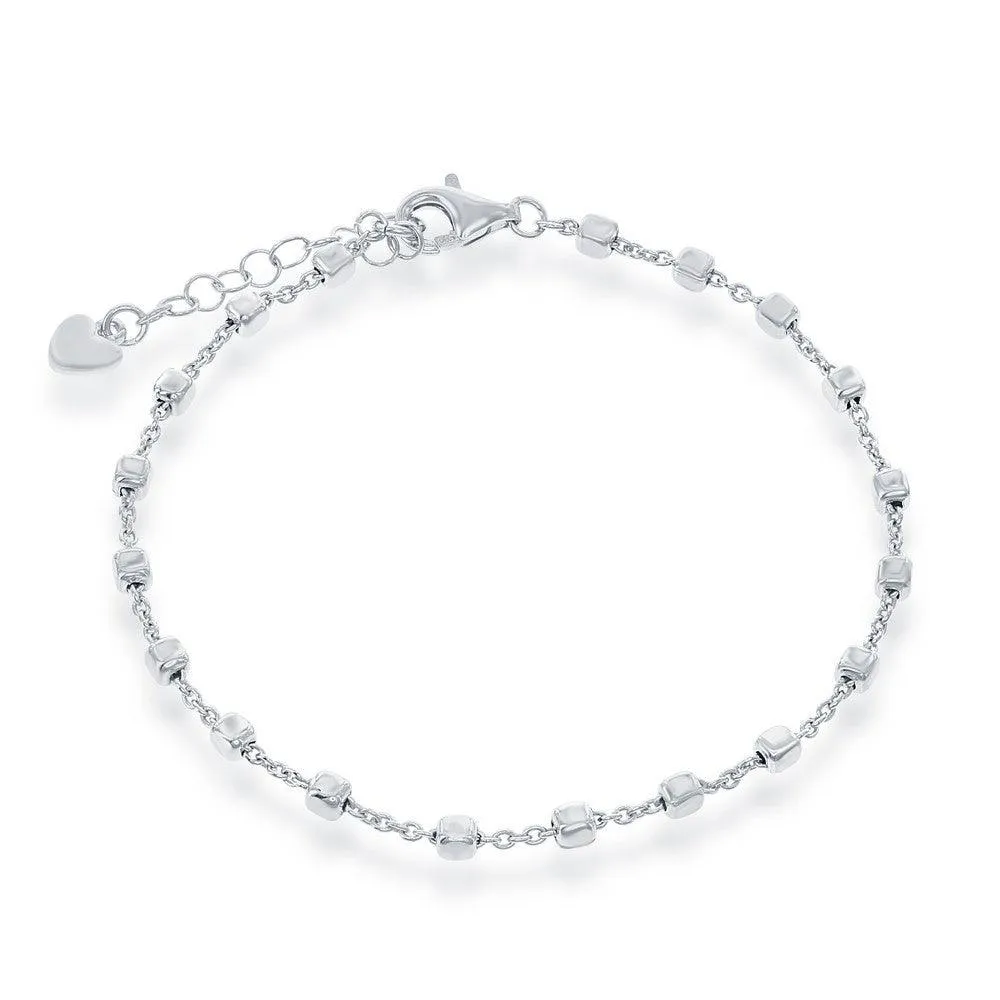Classic Jewelry Sterling Silver Small Square Bead Bracelet, 7"