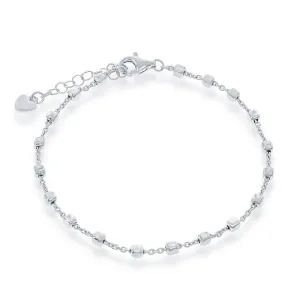 Classic Jewelry Sterling Silver Small Square Bead Bracelet, 7"