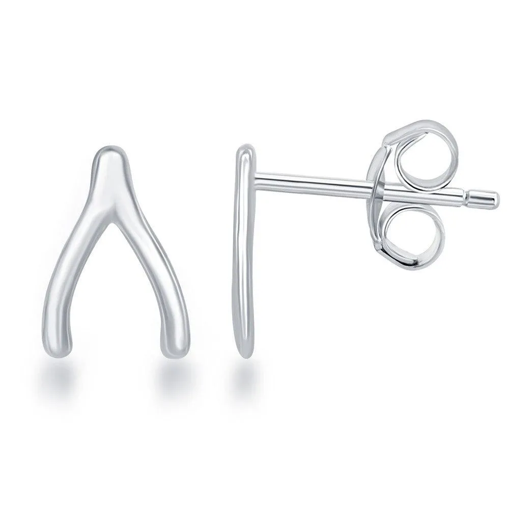 Classic Jewelry Sterling Silver Small Wishbone Earrings