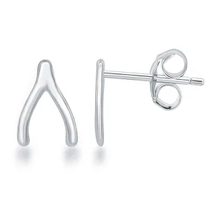 Classic Jewelry Sterling Silver Small Wishbone Earrings