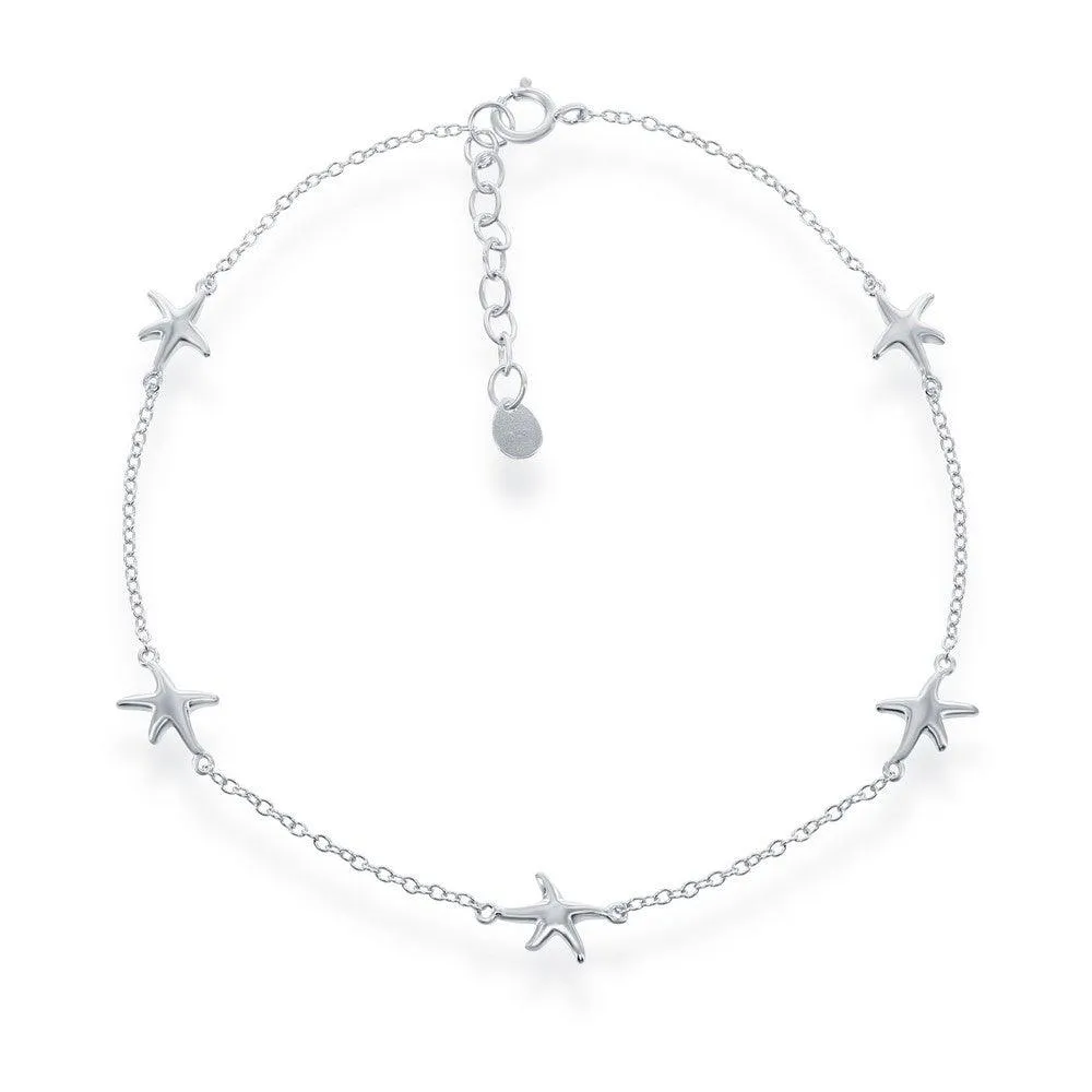 Classic Jewelry Sterling Silver Starfish Anklet