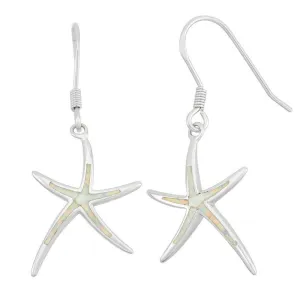 Classic Jewelry Sterling Silver White Inlay Opal Starfish Earrings