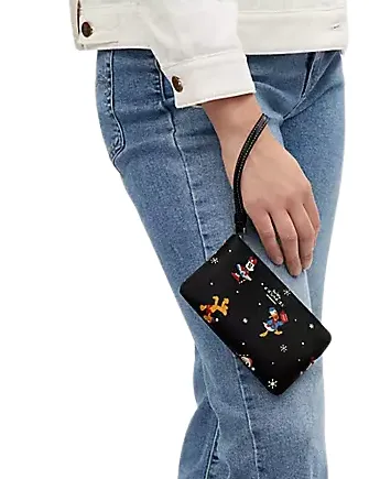 Coach Disney X Coach Corner Zip Wristlet With Holiday Print Coach Bags