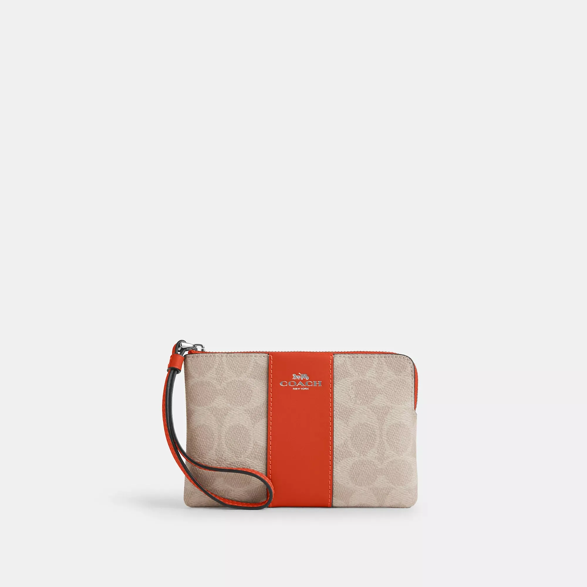 Coach Outlet Corner Zip Wristlet In Signature Canvas With Stripe COACH Outlet Bags