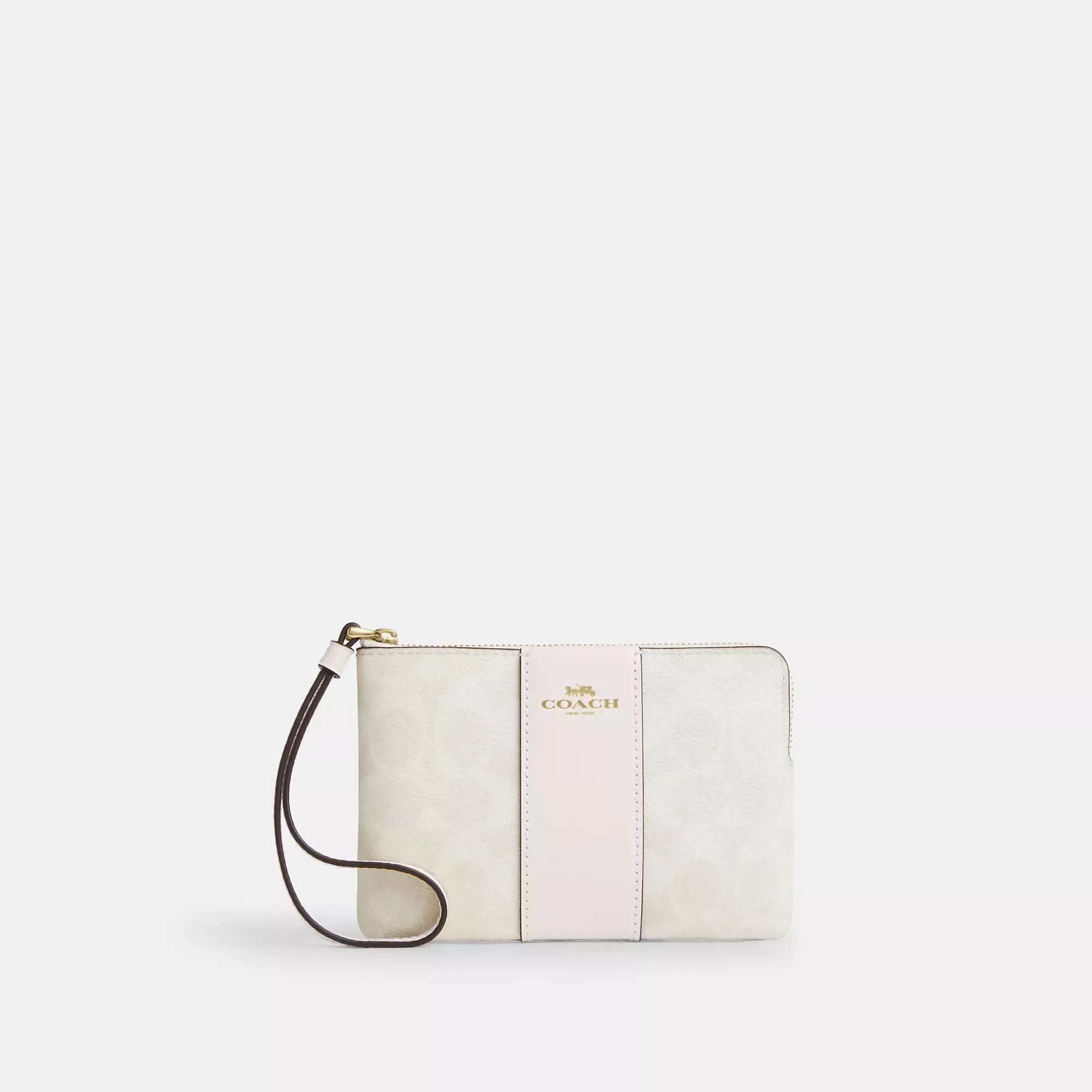 Coach Outlet Corner Zip Wristlet In Signature Canvas With Stripe COACH Outlet Bags