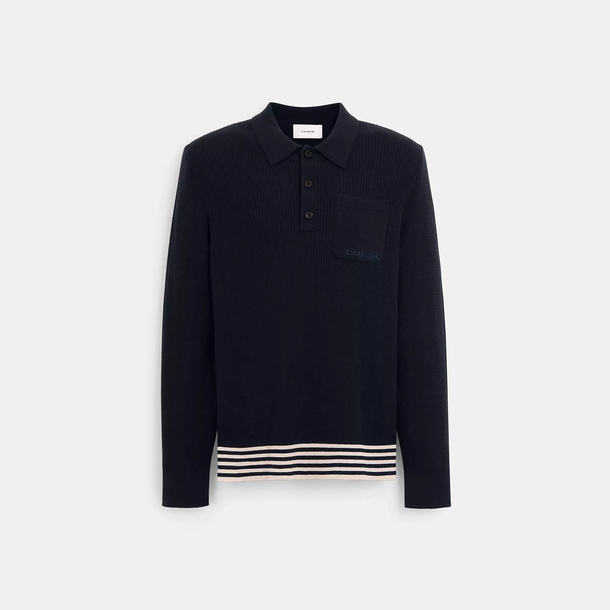 Coach Outlet Long Sleeve Knit Polo COACH Outlet Bags