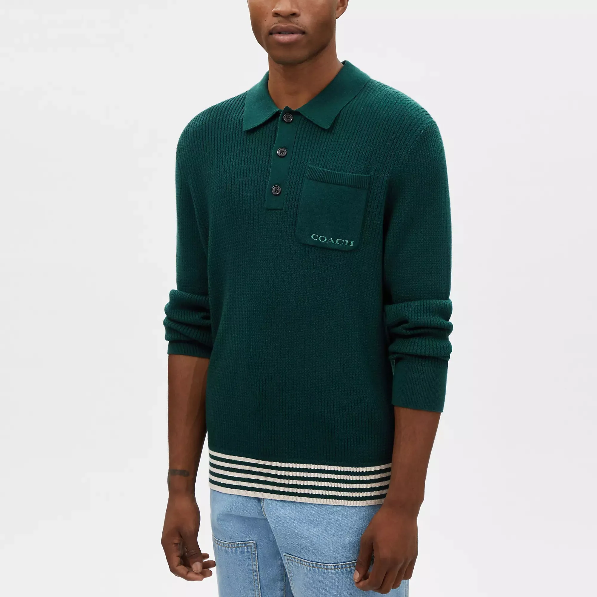 Coach Outlet Long Sleeve Knit Polo COACH Outlet Bags