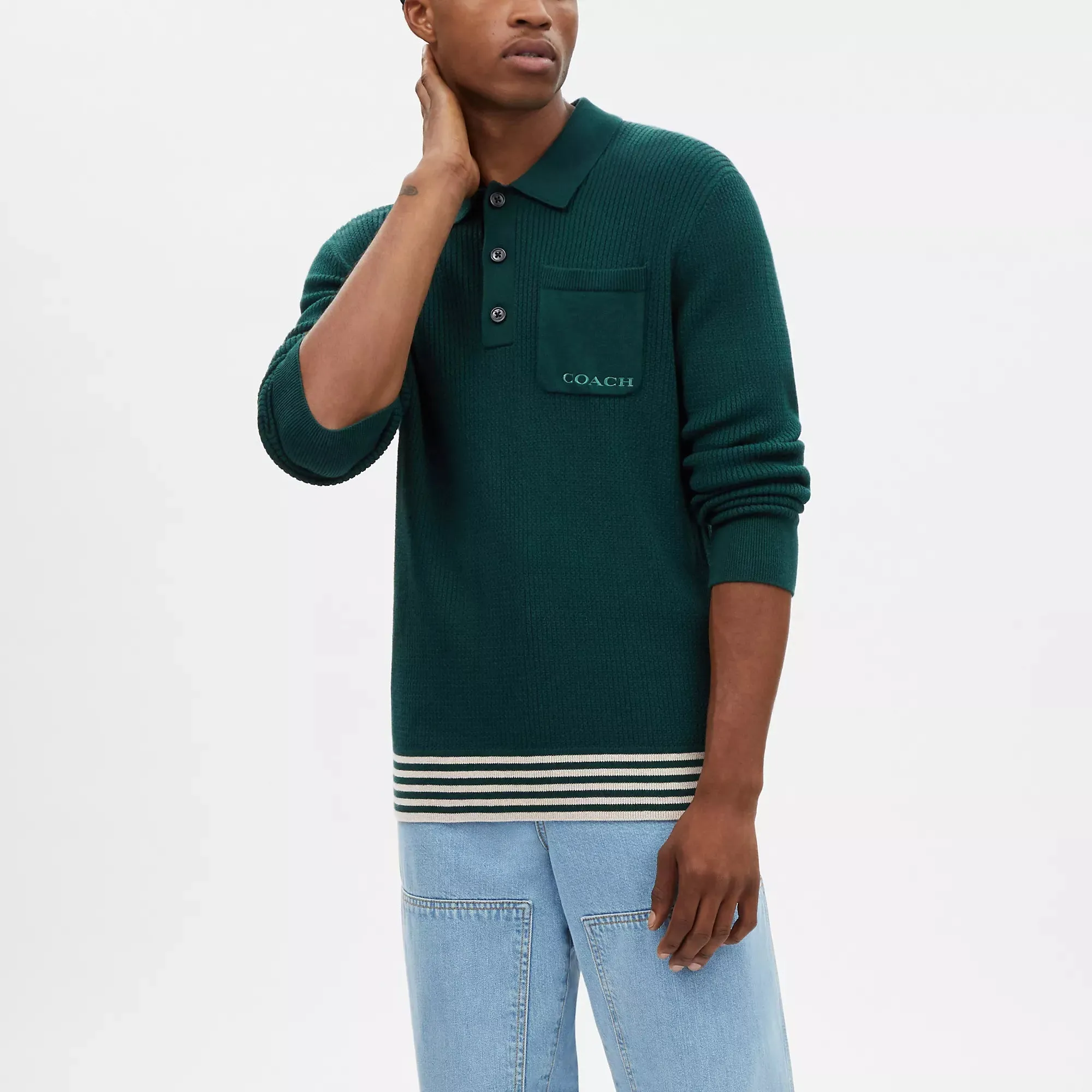 Coach Outlet Long Sleeve Knit Polo COACH Outlet Bags
