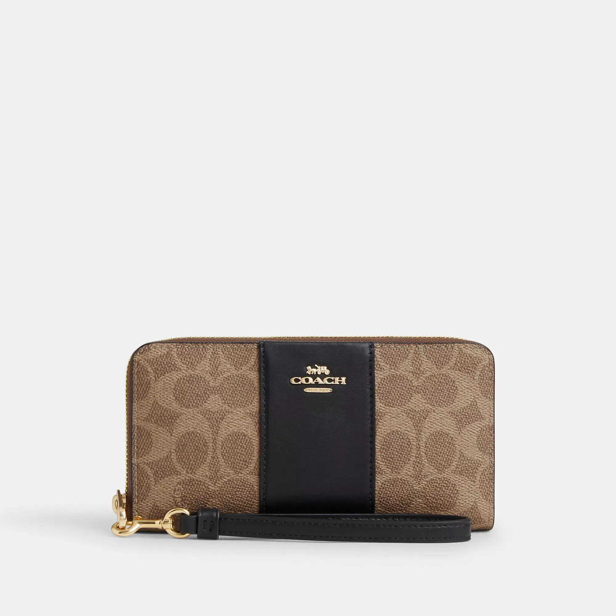 Coach Outlet Long Zip Around Wallet In Signature Canvas With Stripe COACH Outlet Bags