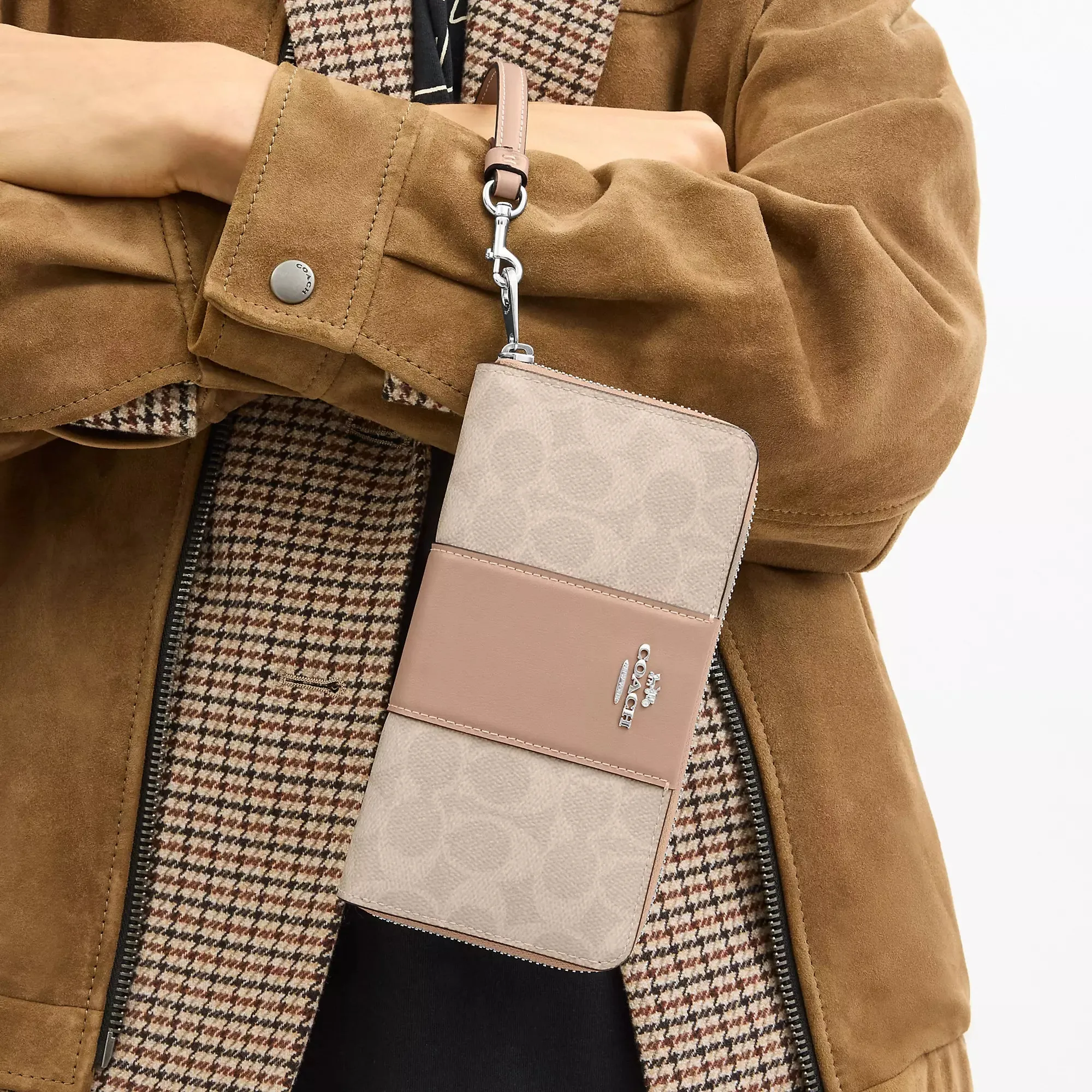 Coach Outlet Long Zip Around Wallet In Signature Canvas With Stripe COACH Outlet Bags