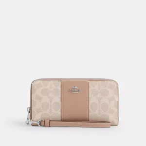 Coach Outlet Long Zip Around Wallet In Signature Canvas With Stripe COACH Outlet Bags