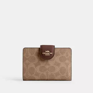 Coach Outlet Medium Corner Zip Wallet In Signature Canvas COACH Outlet Bags
