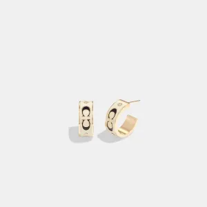 Coach Outlet Signature Enamel Huggie Earrings COACH Outlet Bags