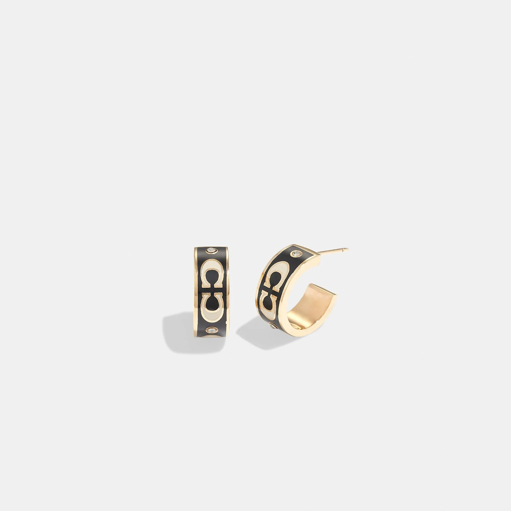 Coach Outlet Signature Enamel Huggie Earrings COACH Outlet Bags