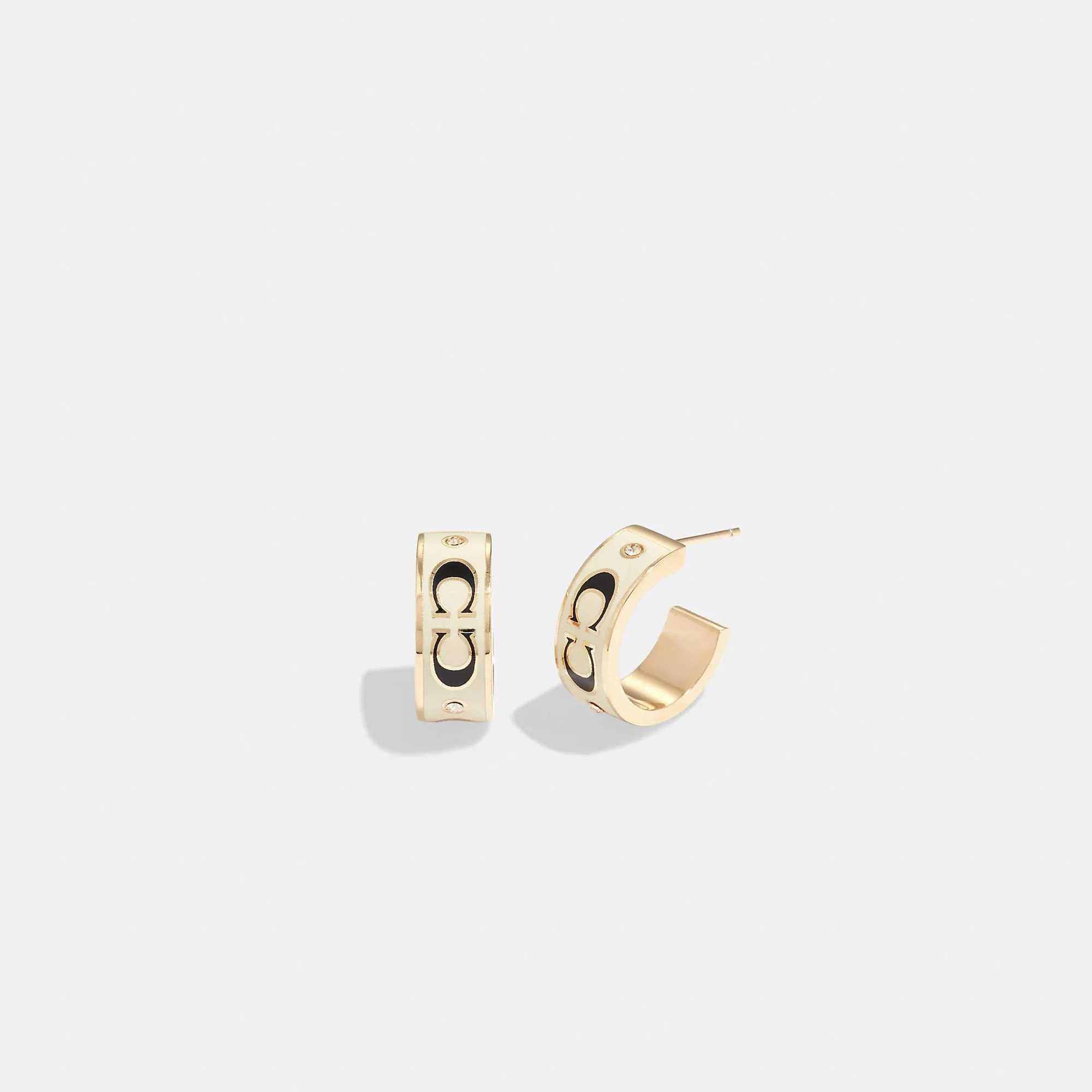 Coach Outlet Signature Enamel Huggie Earrings COACH Outlet Bags