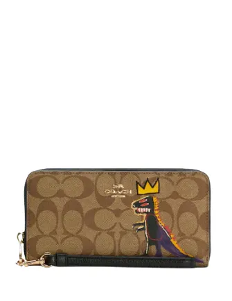 Coach X Jean Michel Basquiat Long Zip Around Wallet In Signature Canvas Coach Bags