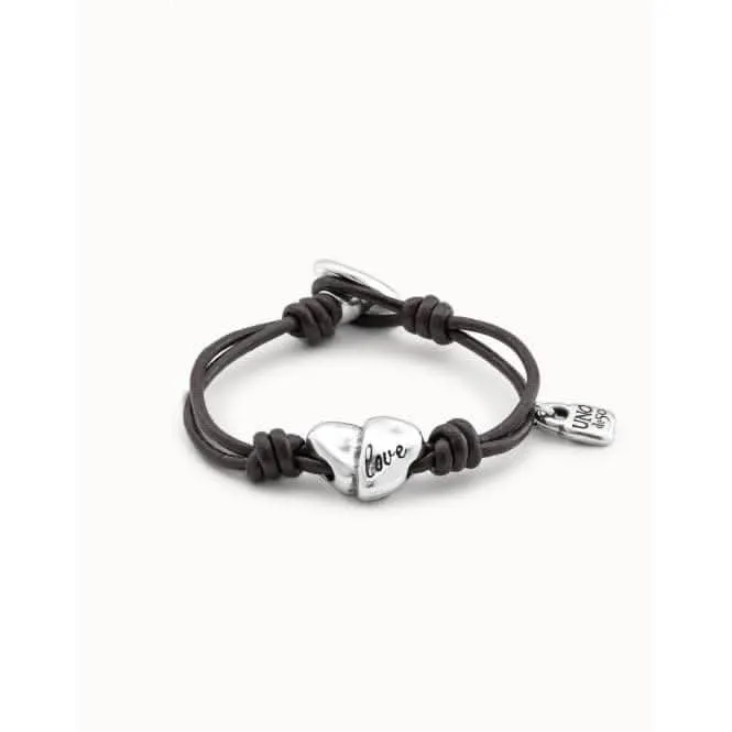 Cupid Silver Leather Bracelet Unode50 Jewelry And Accessories