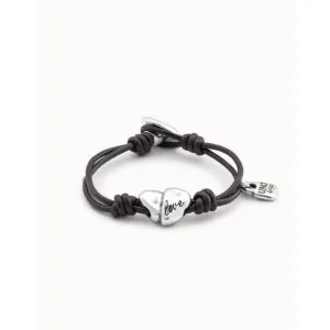 Cupid Silver Leather Bracelet Unode50 Jewelry And Accessories