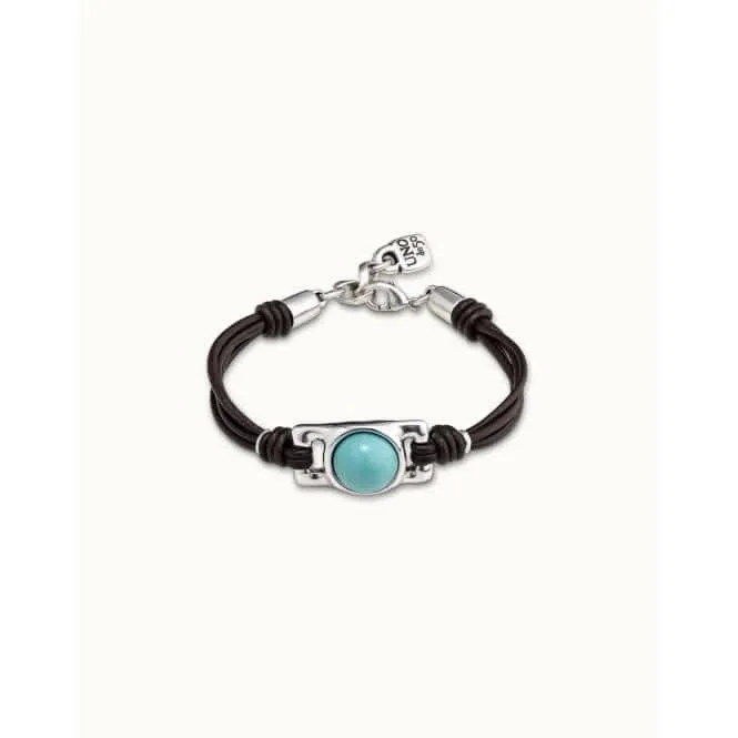 Darling Turquoise Leather Natural Stone Bracelet Unode50 Jewelry And Accessories
