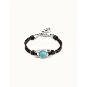 Darling Turquoise Leather Natural Stone Bracelet Unode50 Jewelry And Accessories