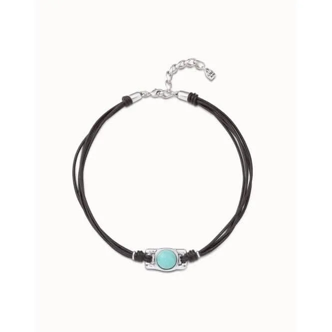 Darling Turquoise Leather Natural Stone Necklace Unode50 Jewelry And Accessories