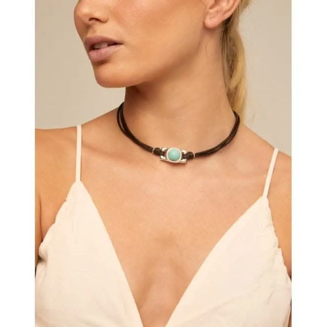 Darling Turquoise Leather Natural Stone Necklace Unode50 Jewelry And Accessories