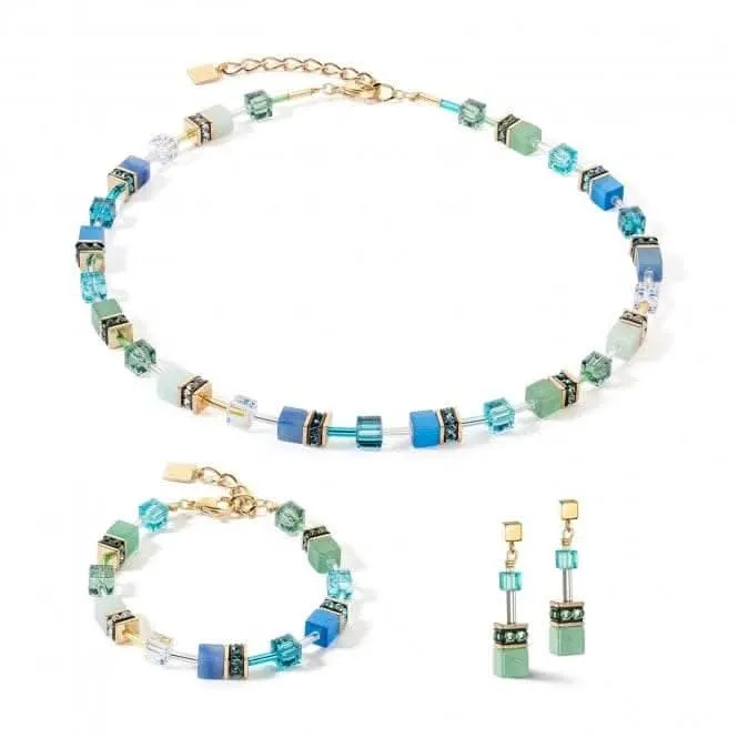 GeoCUBE® Iconic Precious Green-Turquoise Necklace 4905/10-0506 Coeur De Lion Jewellery