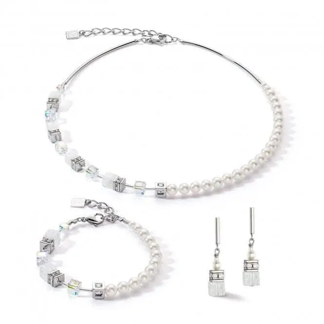 GeoCUBE® Precious Fusion Pearls White Earrings 5086/21-1400 Coeur De Lion Jewellery