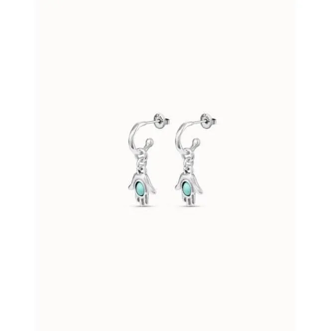 Hamsa Turquoise Metal Natural Stone Earrings Unode50 Jewelry And Accessories