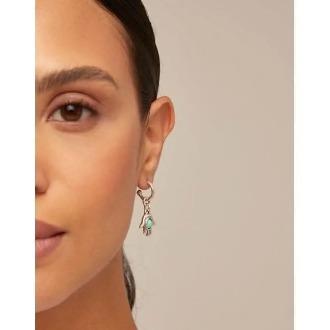 Hamsa Turquoise Metal Natural Stone Earrings Unode50 Jewelry And Accessories