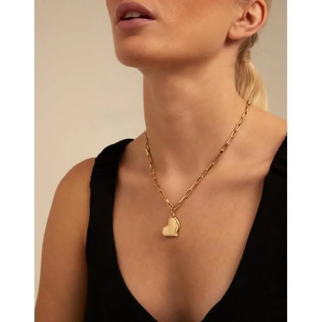 Heartbeat Golden Metal Necklace Unode50 Jewelry And Accessories