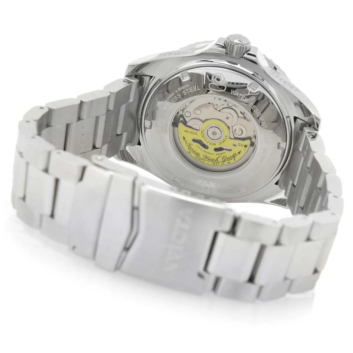 Invicta 21867 Men's Grand Diver Black & Red Accented Bezel Steel Bracelet Automatic Dive Watch Invicta Men's Watches