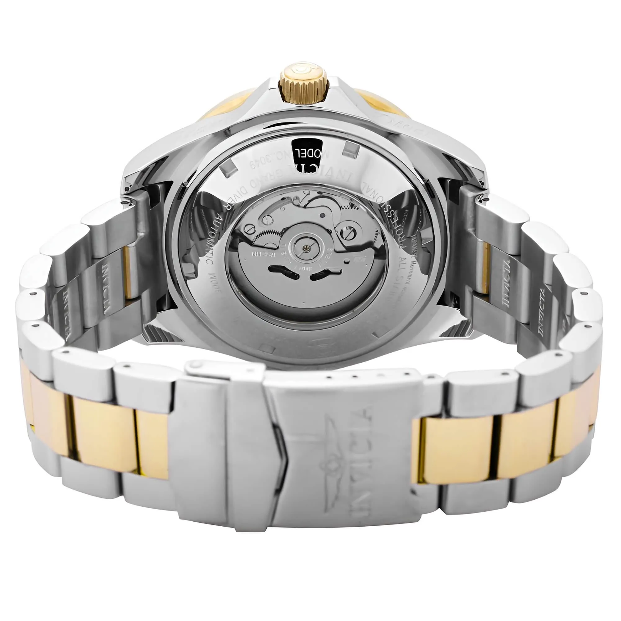 Invicta 3049 Men's Two Tone Yellow Bracelet Automatic Grand Diver Blue Dial Date Watch Invicta Men's Watches