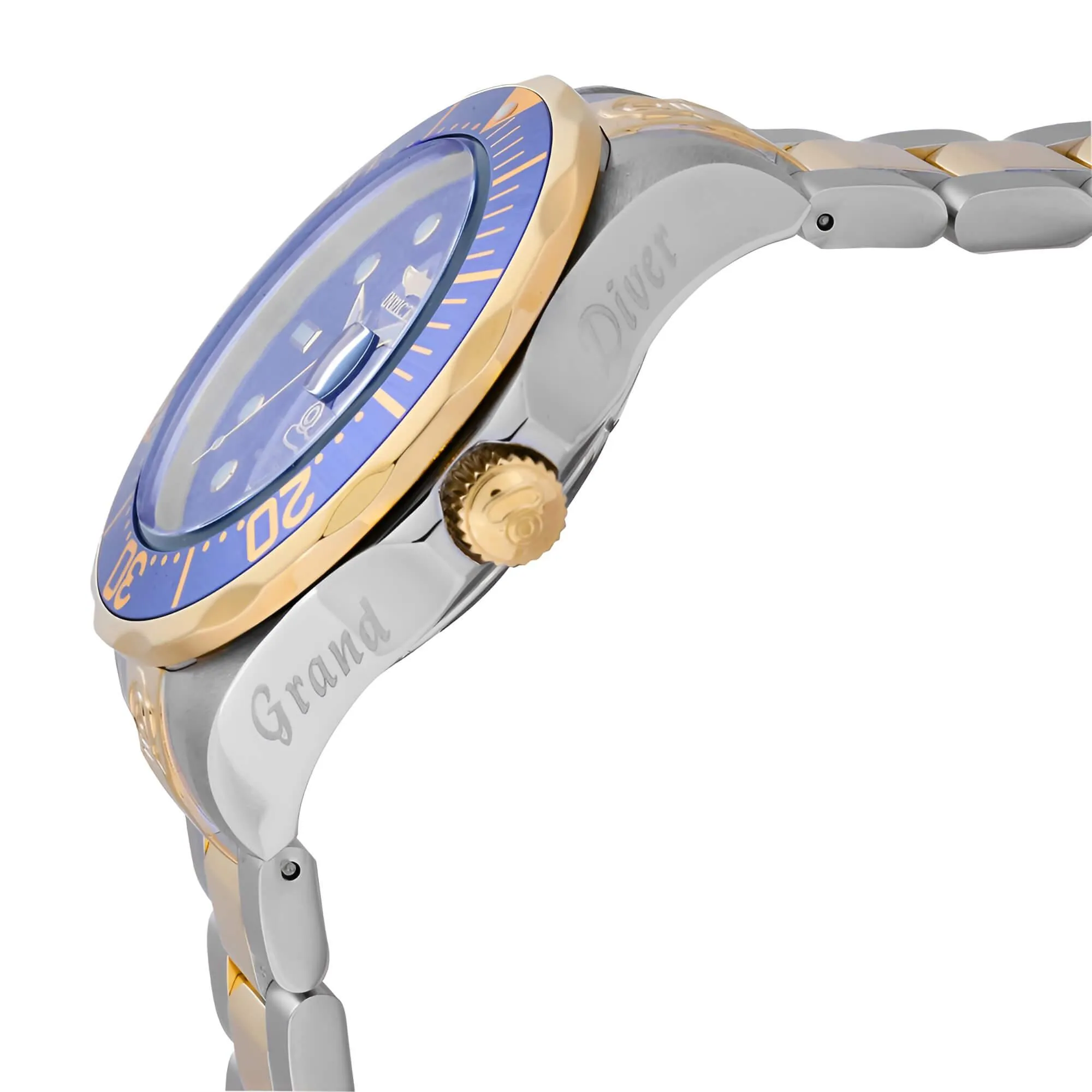 Invicta 3049 Men's Two Tone Yellow Bracelet Automatic Grand Diver Blue Dial Date Watch Invicta Men's Watches