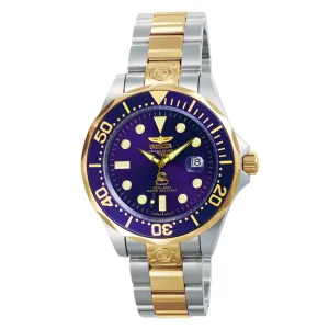 Invicta 3049 Men's Two Tone Yellow Bracelet Automatic Grand Diver Blue Dial Date Watch Invicta Men's Watches