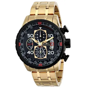 Invicta Men's Chronograph Watch - Aviator Black Dial Yellow Steel Bracelet | 17206 Invicta Men's Watches