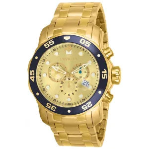 Invicta Men's Chronograph Watch - Pro Diver Gold Dial Yellow Gold Steel Dive | 80068 Invicta Men's Watches