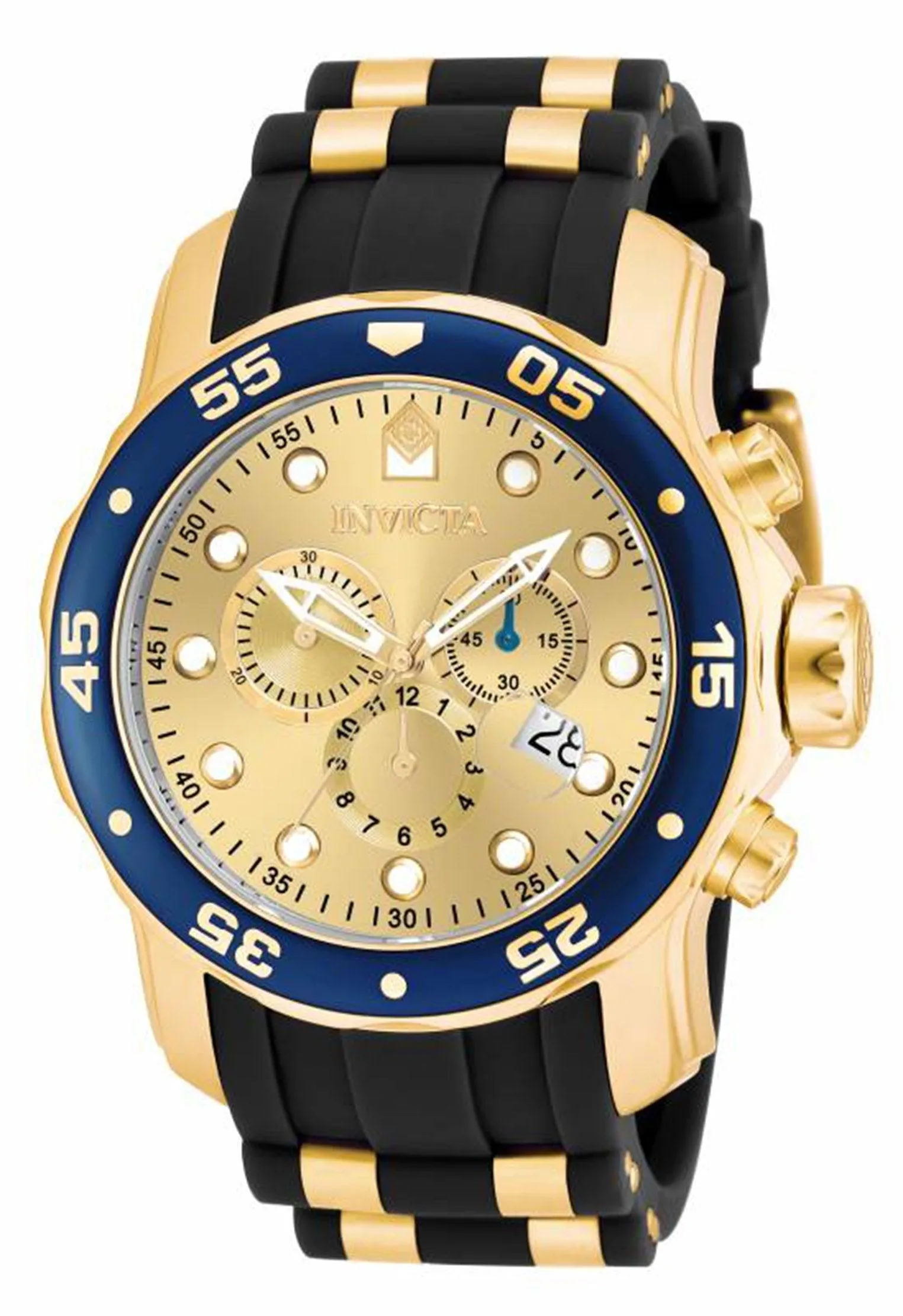 Invicta Men's Chronograph Watch - Pro Diver Steel & Polyurethane Strap Champagne Dial Invicta Men's Watches
