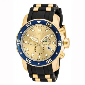 Invicta Men's Chronograph Watch - Pro Diver Steel & Polyurethane Strap Champagne Dial Invicta Men's Watches