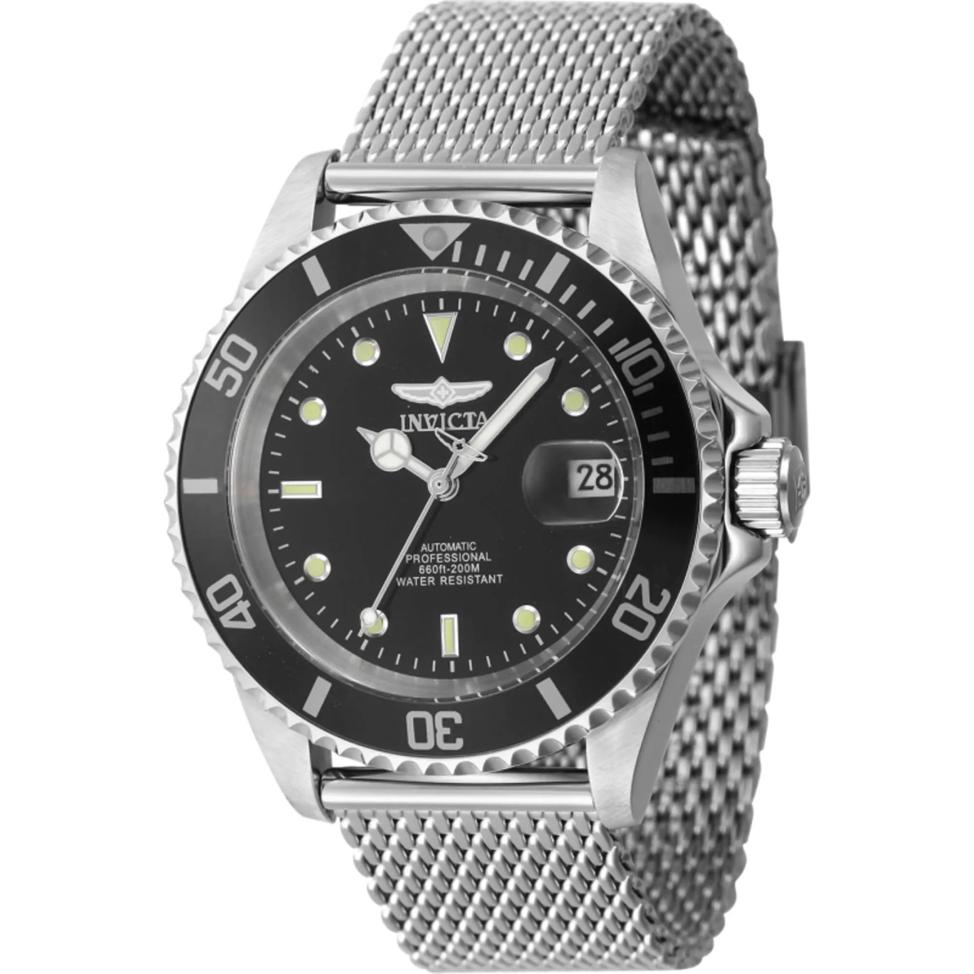 Invicta Men's Dive Watch - Pro Diver Automatic Black Dial Silver Tone Bracelet | 47720 Invicta Men's Watches