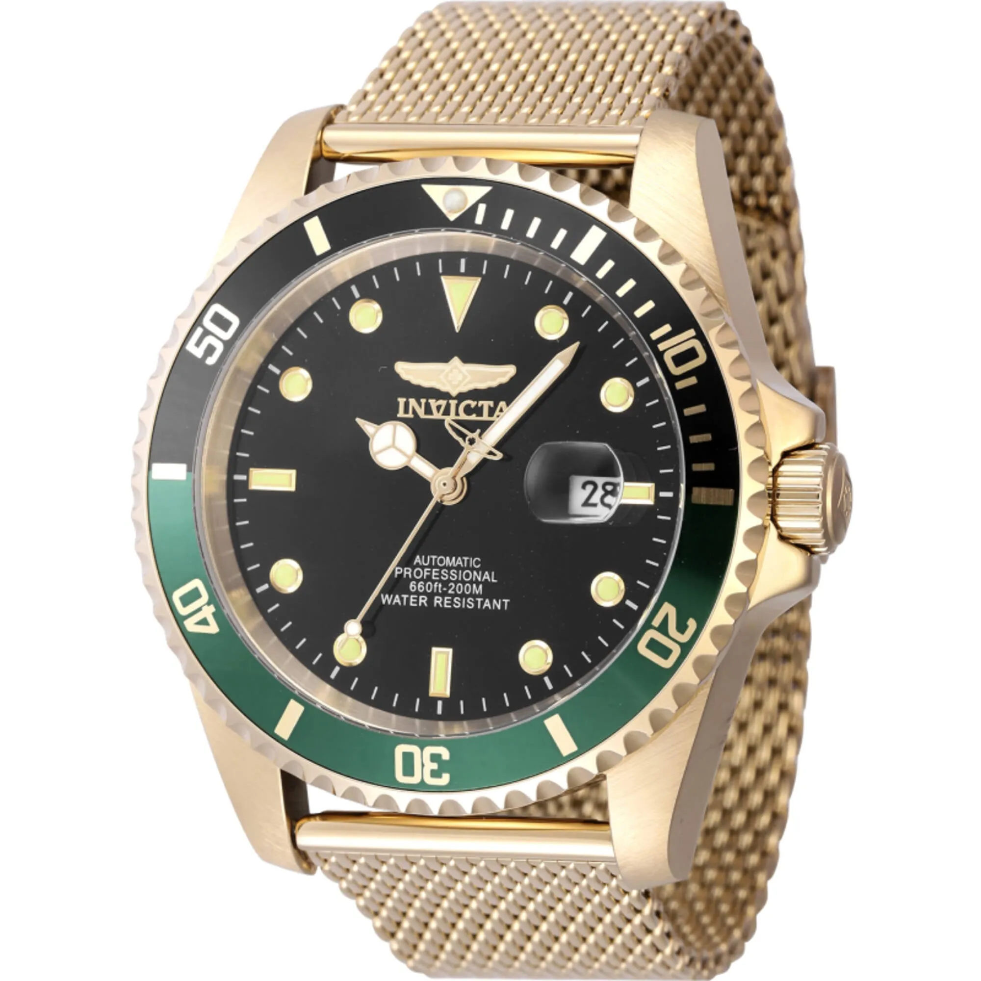 Invicta Men's Dive Watch - Pro Diver Automatic Black Dial Yellow Gold Bracelet | 47967 Invicta Men's Watches