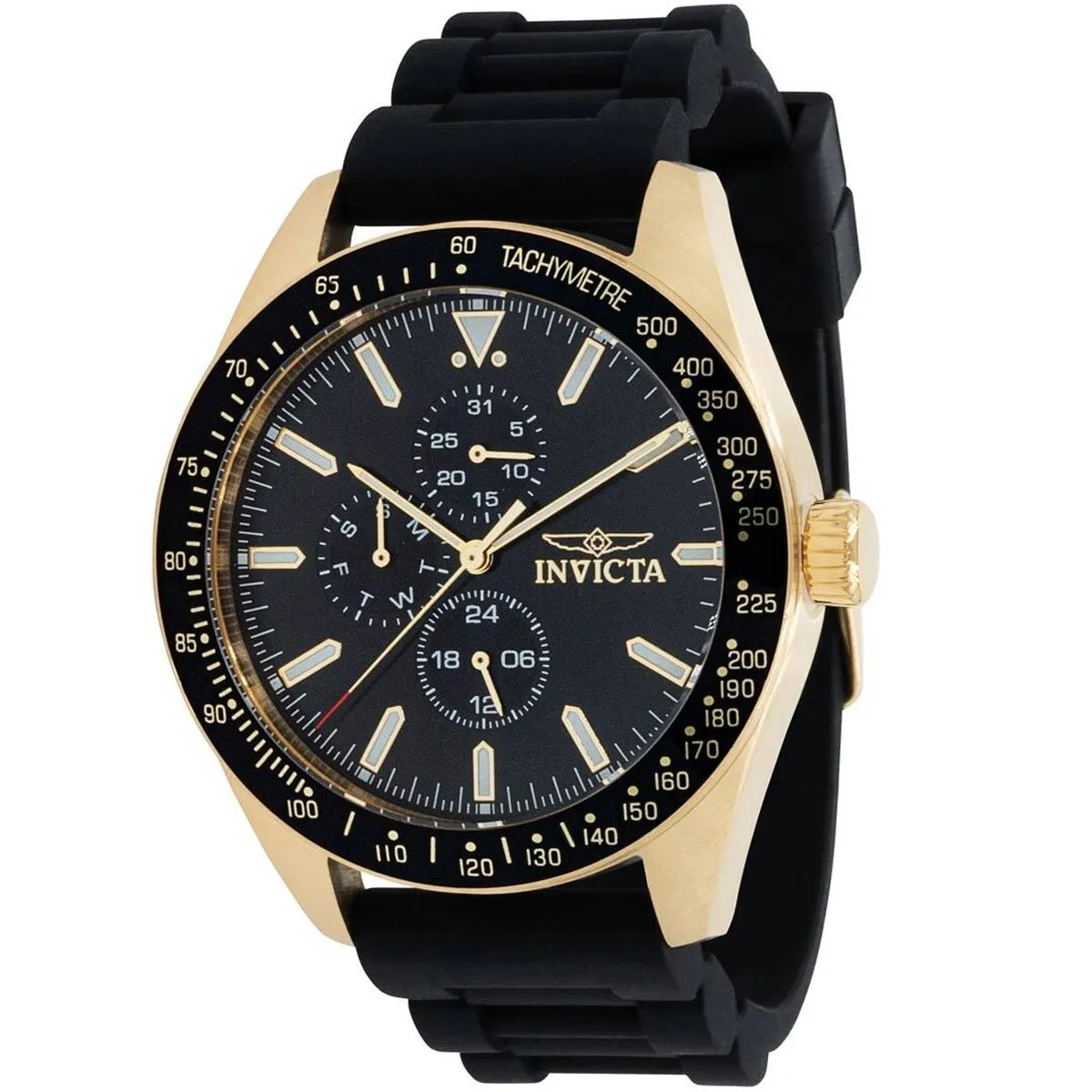 Invicta Men's Quartz Watch - Aviator Date Black Dial Silicone Rubber Strap | 38404 Invicta Men's Watches