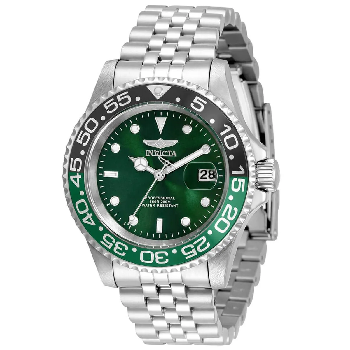 Invicta Men's Quartz Watch - Pro Diver Green Dial Stainless Steel Bracelet | 34105 Invicta Men's Watches