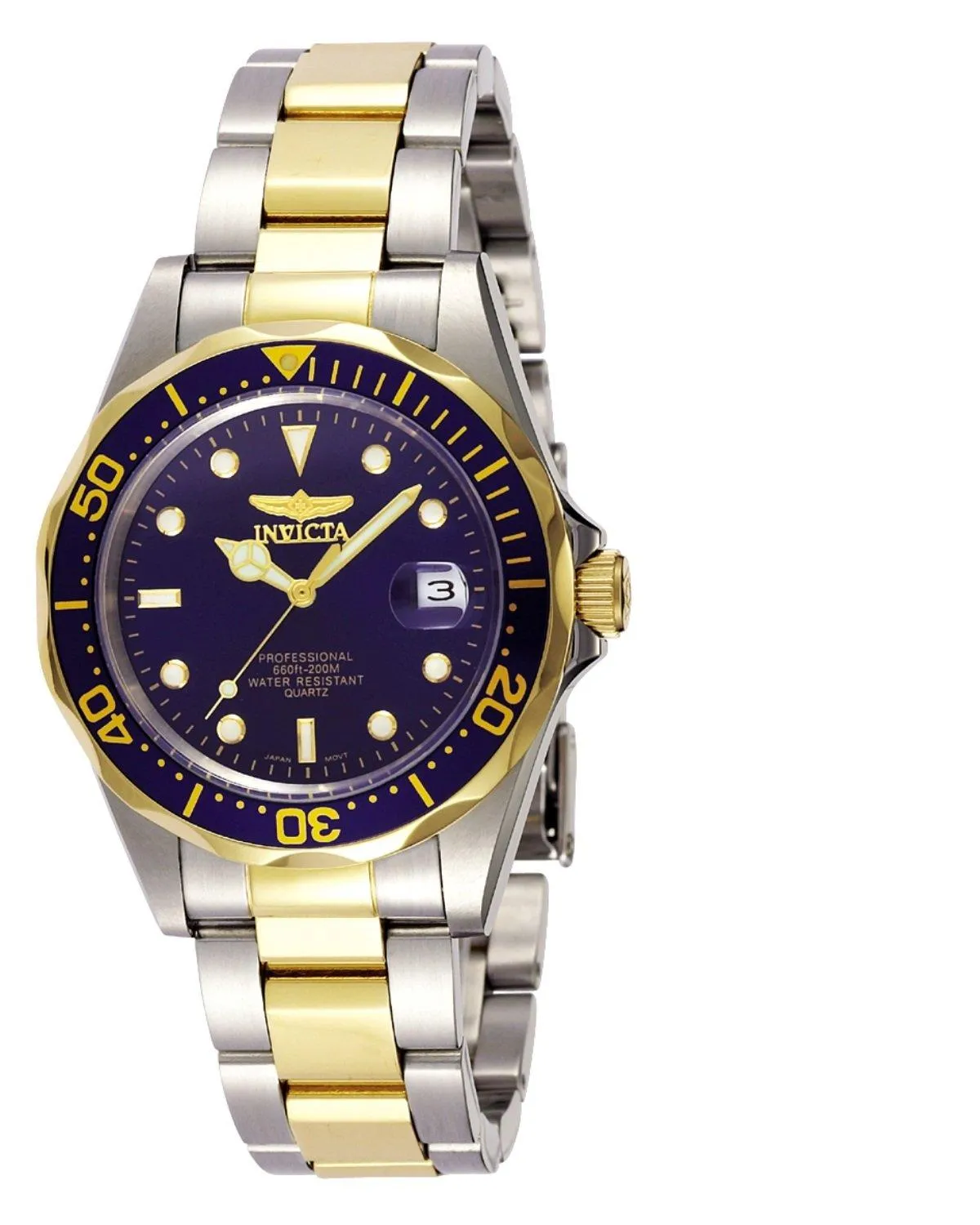 Invicta Men's Two Tone Yellow Gold Watch - Pro Diver Quartz Blue Dial Date | 8935 Invicta Men's Watches