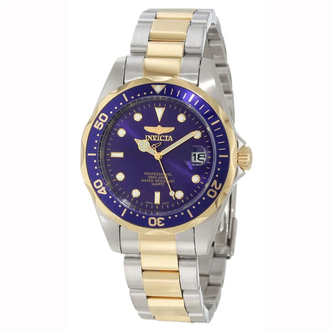 Invicta Men's Two Tone Yellow Gold Watch - Pro Diver Quartz Blue Dial Date | 8935 Invicta Men's Watches